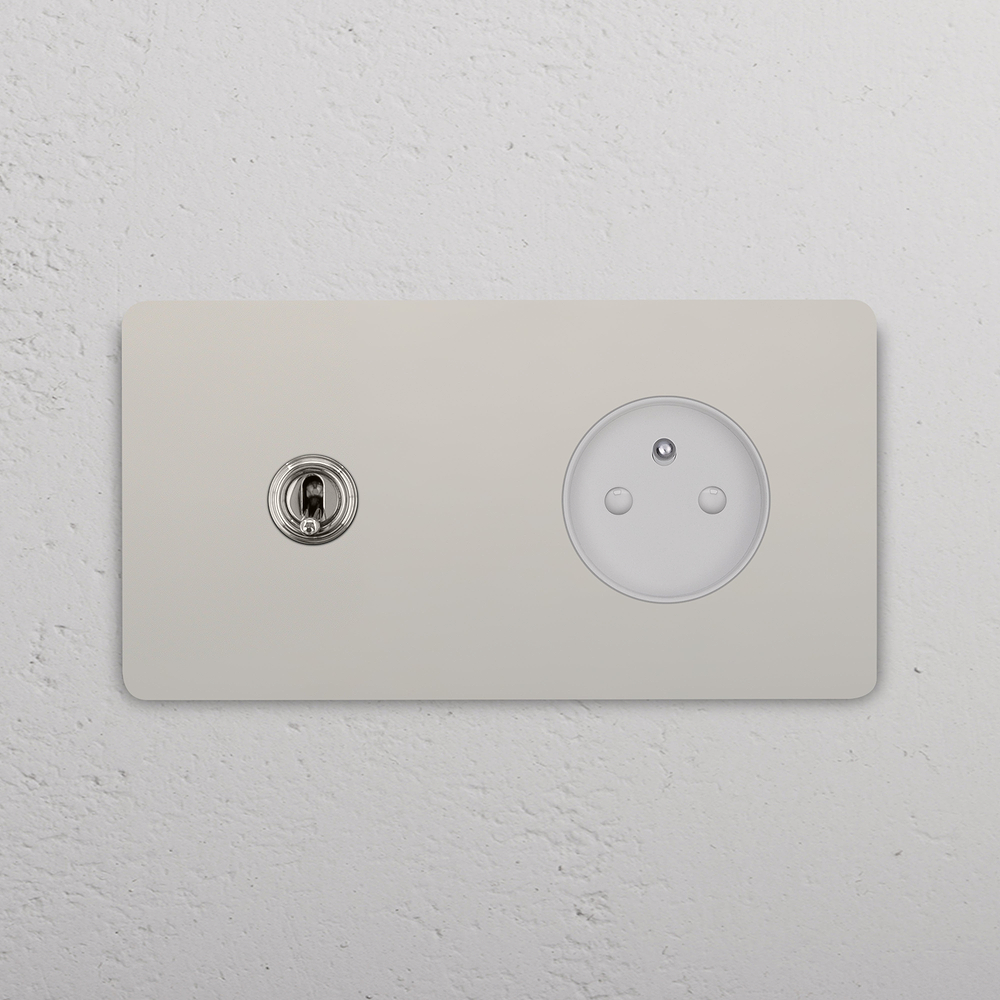Grove Double Toggle & French/Belgian Type E Socket - Polished Nickel | White