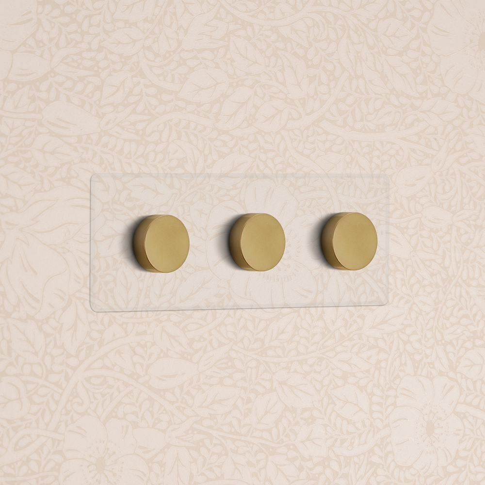 Kew Triple 3x Multiway Dimmer Switch - Clear Antique Brass