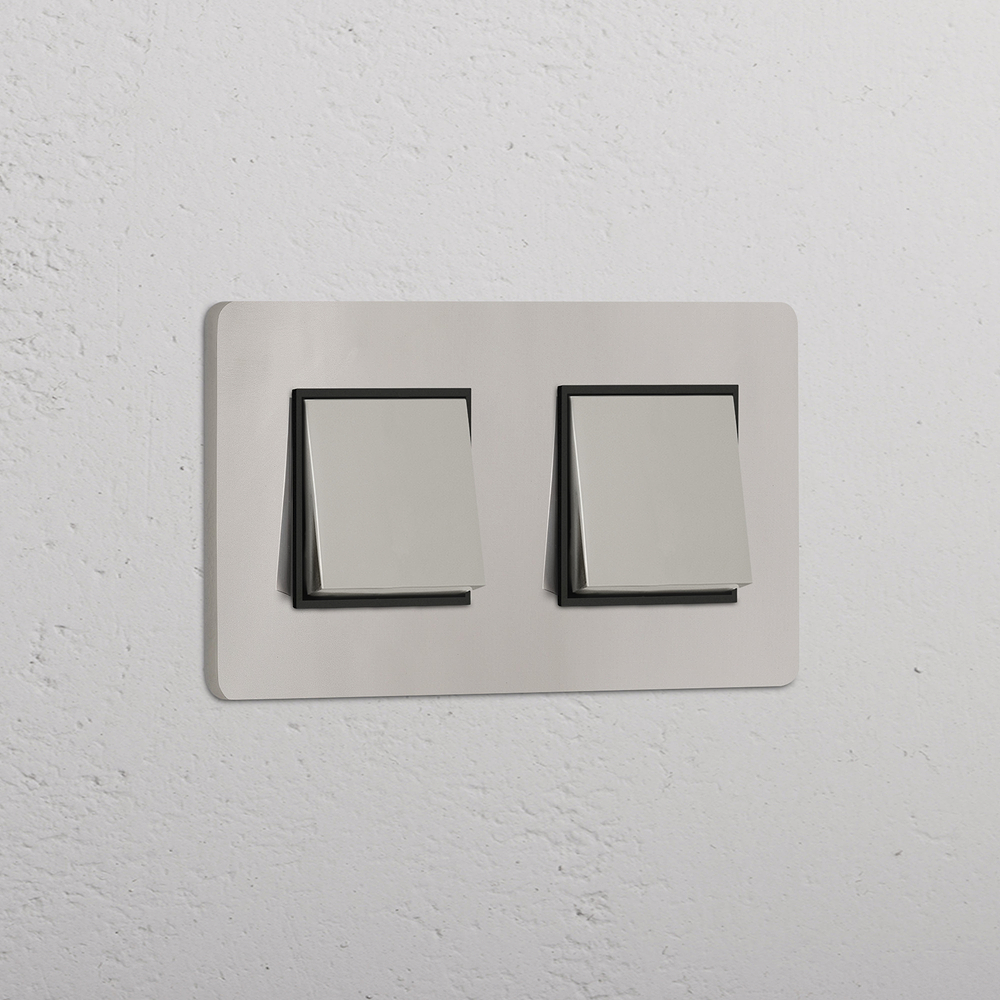 Grove Double 2x Rocker Switch - Polished Nickel | Black