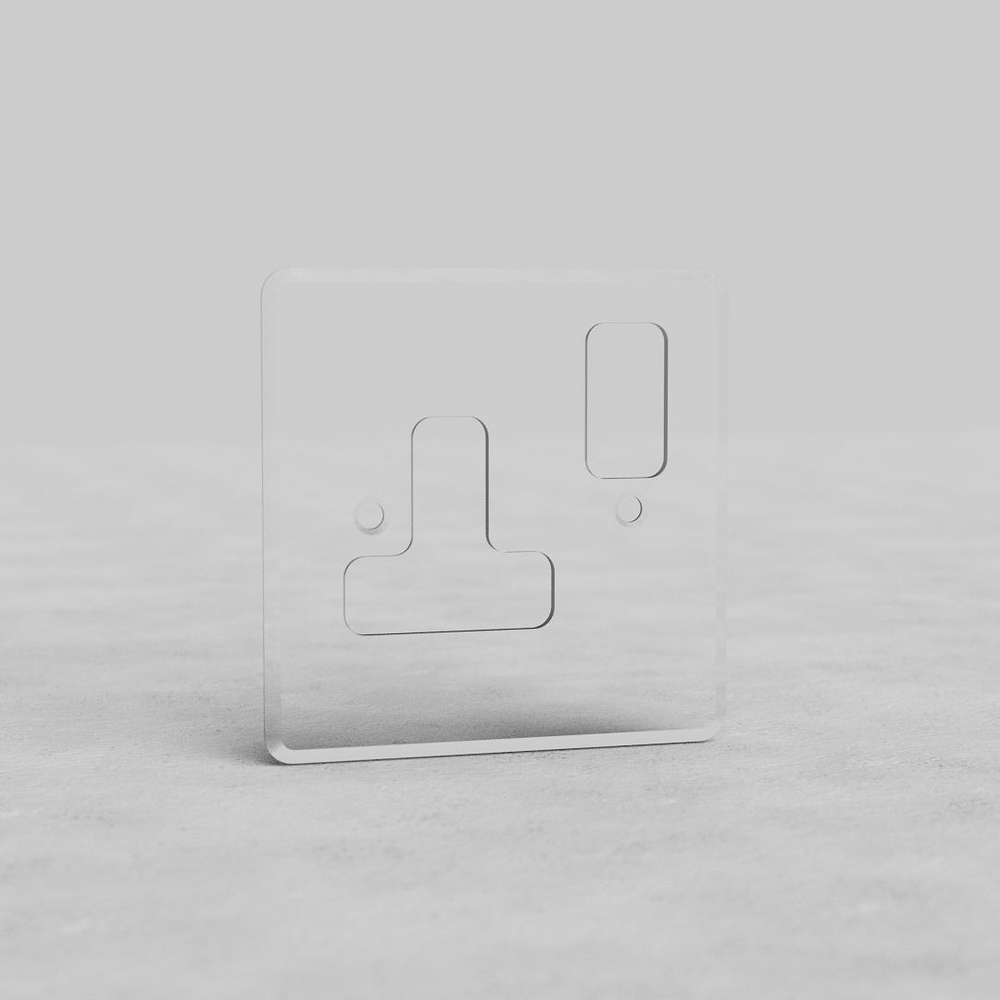 1G 13A UK Socket Front Plate – Clear