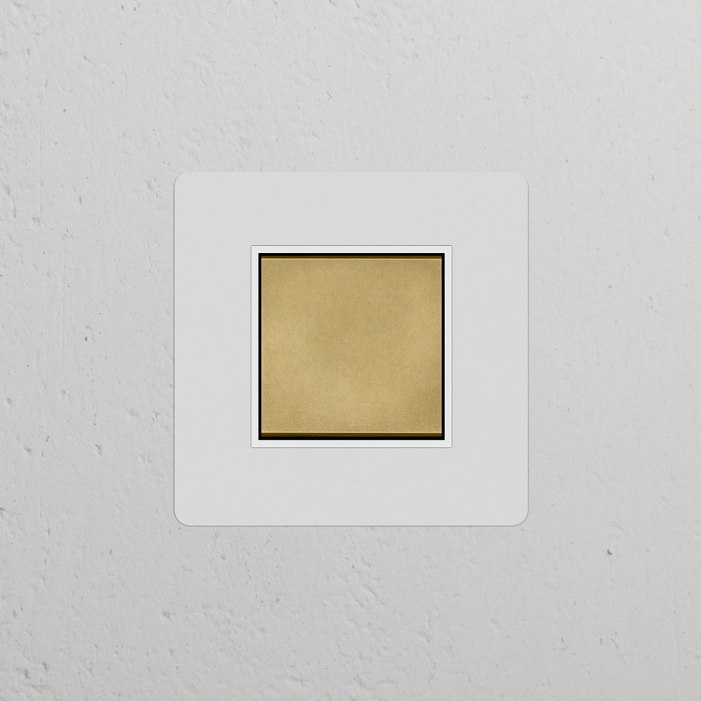 Kew Single Centre Retractive Rocker Switch - Paintable Antique Brass | White
