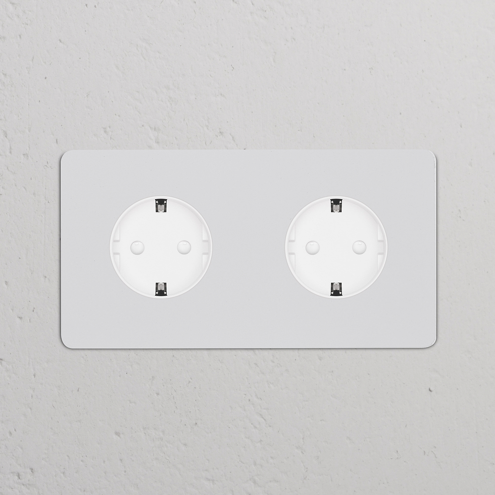 Kew Dubbele 2x Schuko type F stopcontact – Beschilderbaar | Wit
