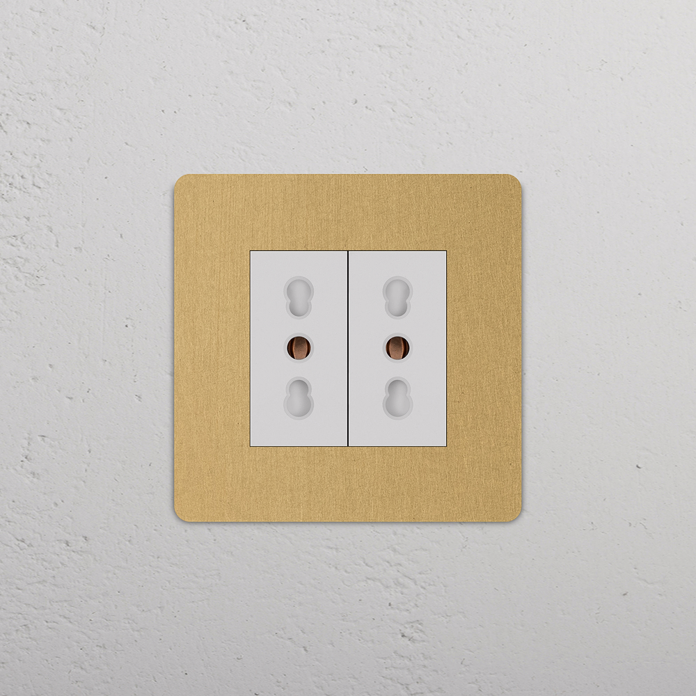 Grove Single 2x Bipasso Socket - Antique Brass | White