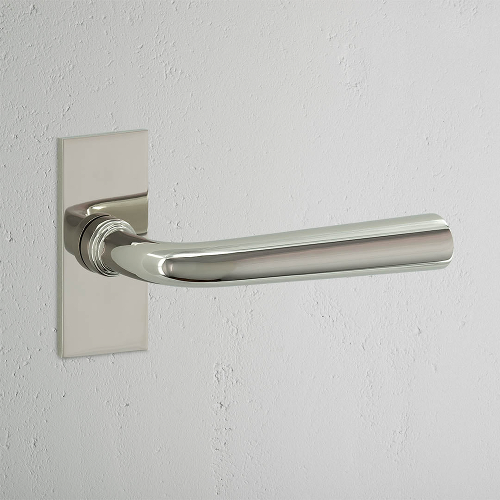 Apsley Short Plate Unsprung Door Handle - Polished Nickel
