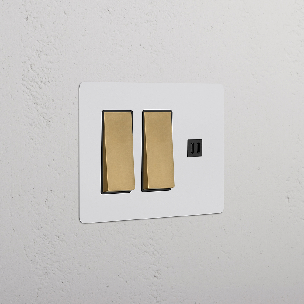 Kew 3G 2x Rocker Switch & Fast Charge USB - Paintable Antique Brass Black