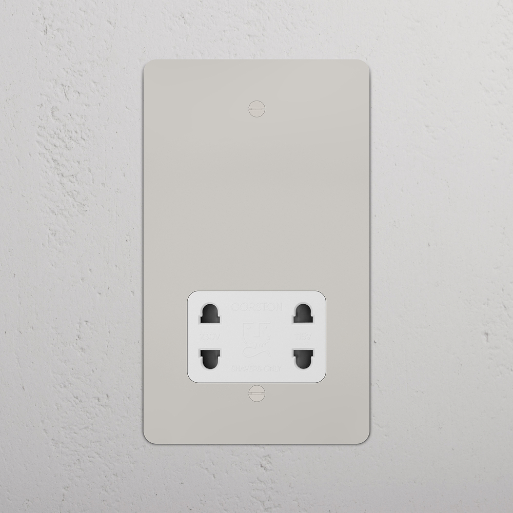 Double Shaver Socket - Polished Nickel | White