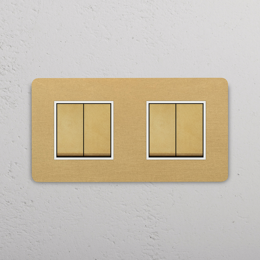 Grove Double 4x Rocker Switch - Antique Brass | White
