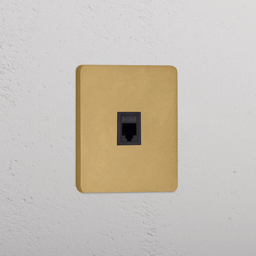 Grove Single RJ45 Socket - Antique Brass | Black
