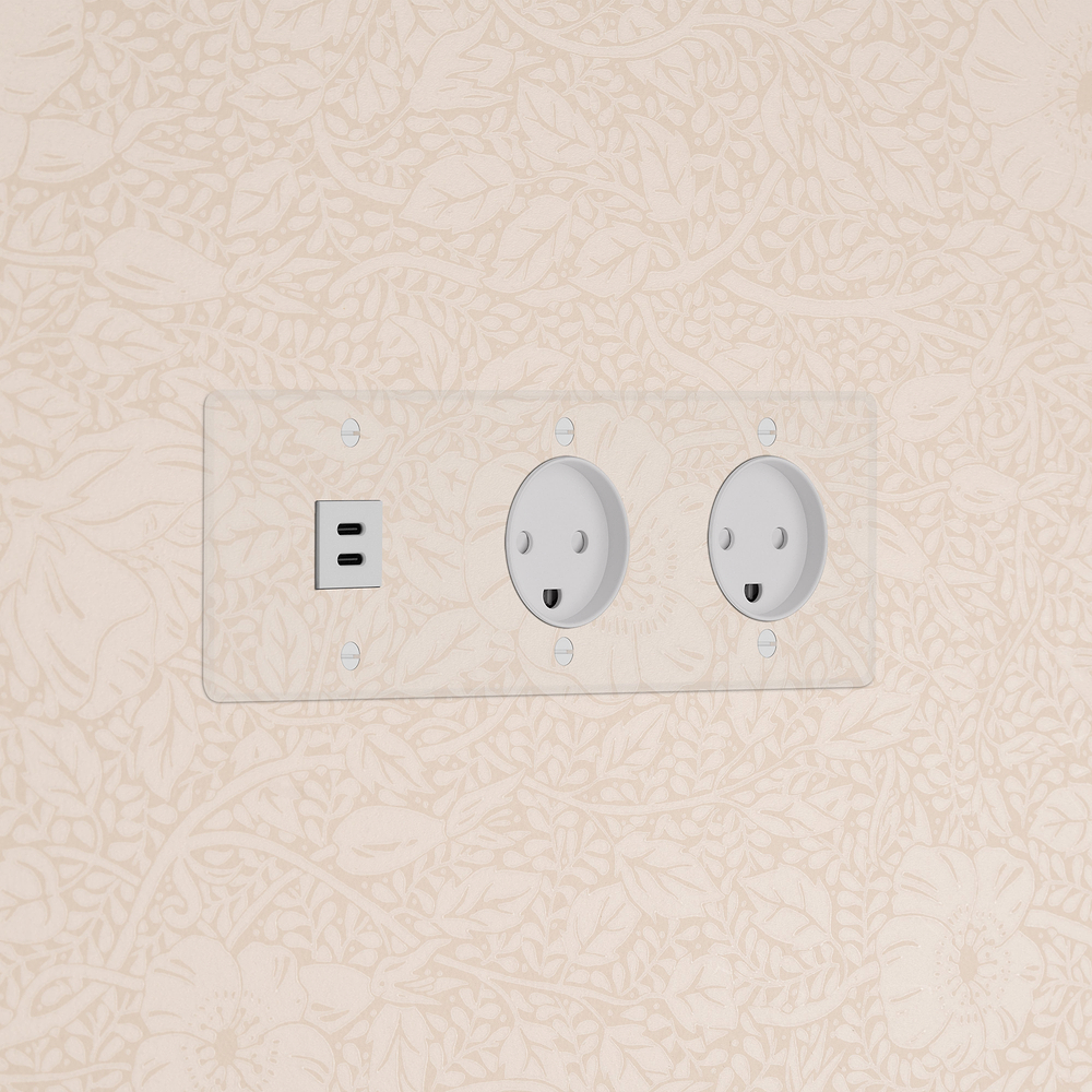 Kew Triple USB-C 30W & 2x Danish Type K Socket - Clear | White