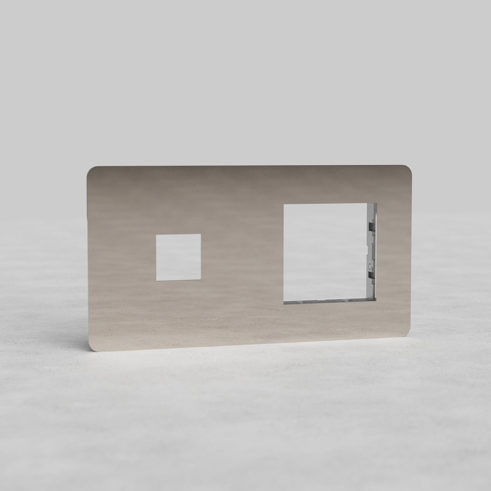 Kew Zweifachrahmen 1x 20-mm-Keystone + 1x 45 mm – Poliertes Nickel