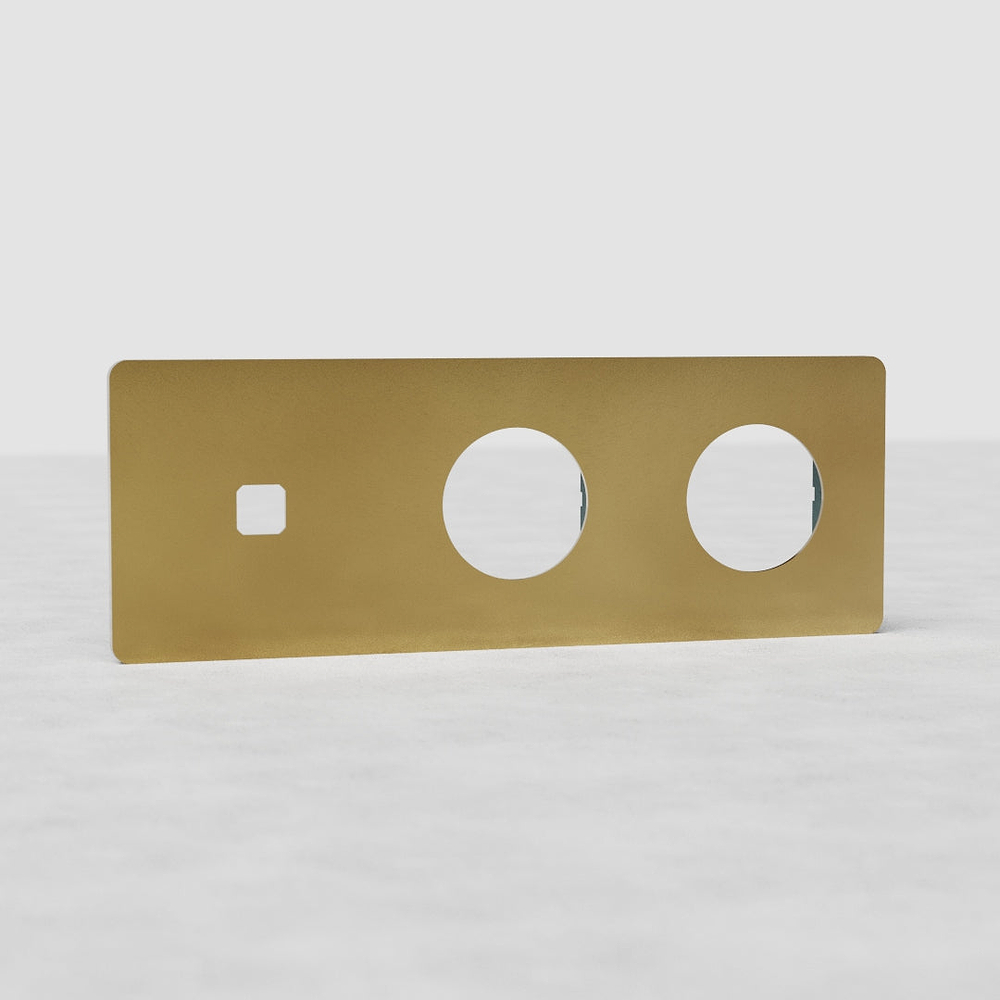 Grove Triple Switch & 2x Socket Plate - Antique Brass