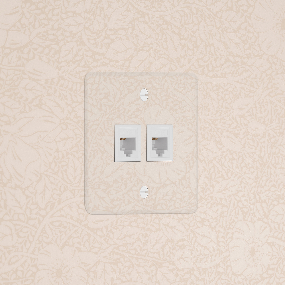 Kew Prise RJ45 x2 (Plaque Simple) – Transparence | Blanc