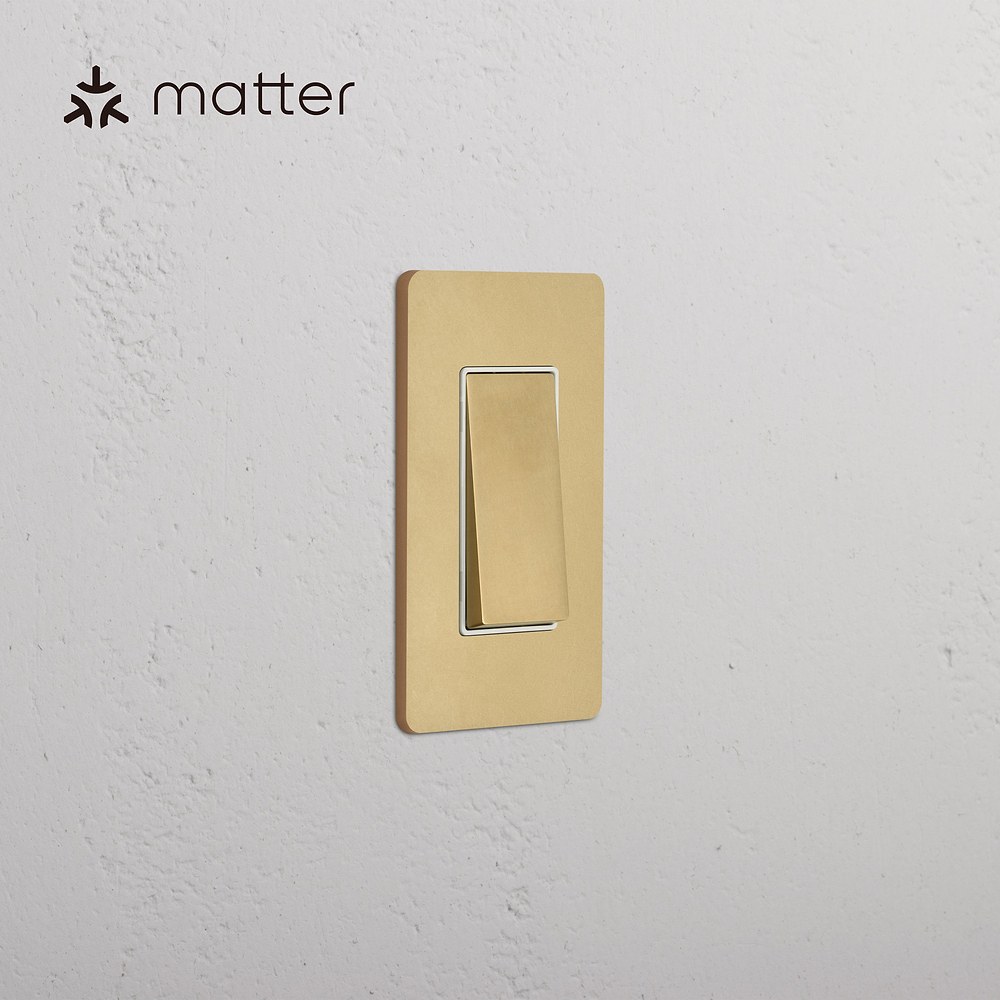 Grove 1G Smart Retractive Rocker Switch - Antique Brass White