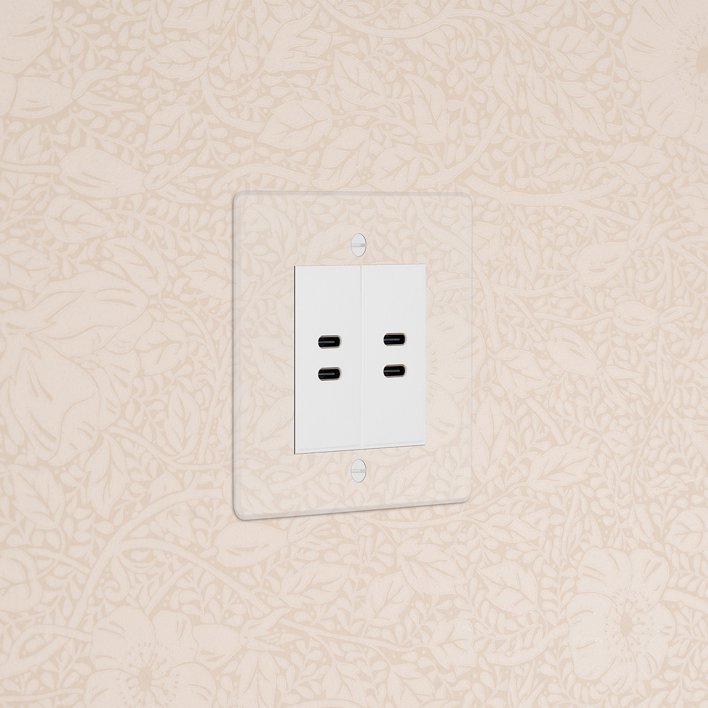 Single 2x USB-C+C Socket - Clear | White