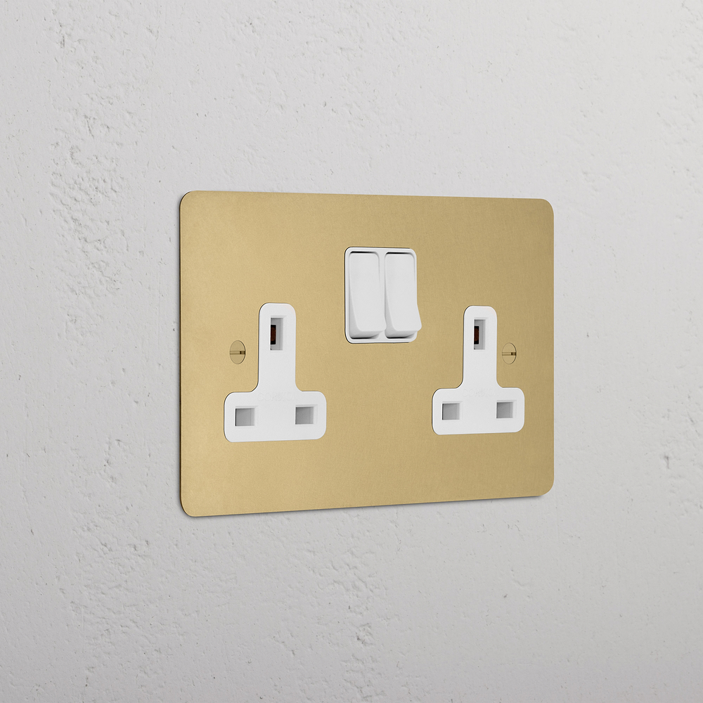 Double Socket - Antique Brass | White