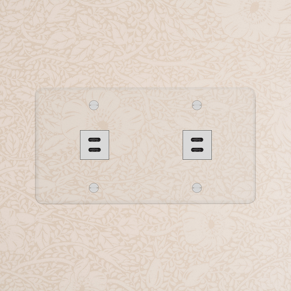 Kew Presa USB-C 30W Doppia 2x – Trasparente | Bianco