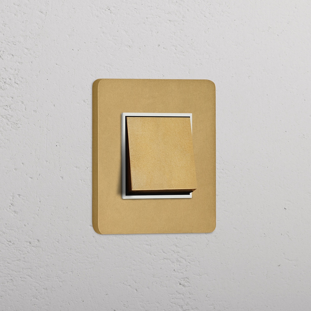 Grove Single Rocker Switch - Antique Brass | White