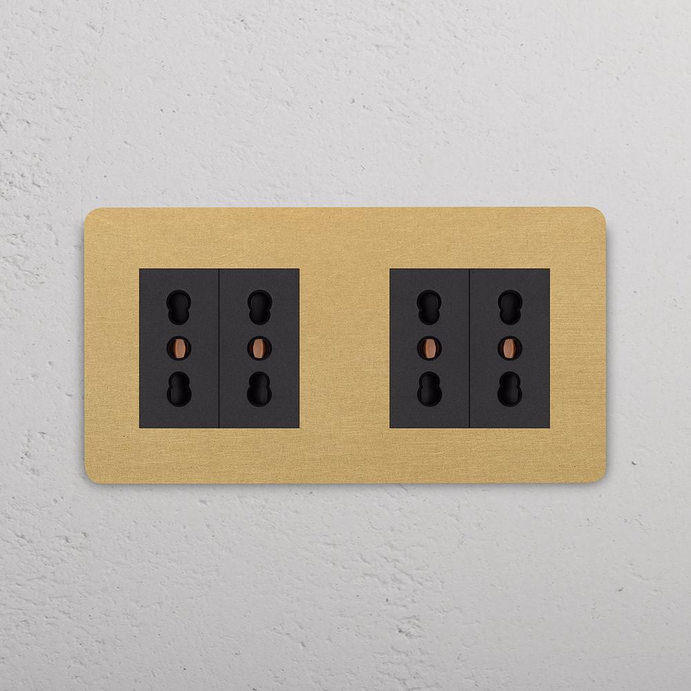 Grove Double 4x Bipasso Socket - Antique Brass | Black
