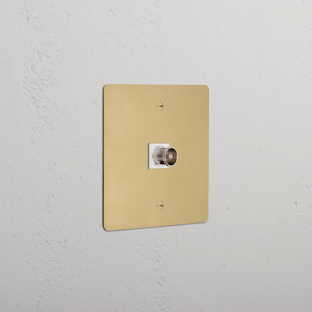 Single TV Socket - Antique Brass | White