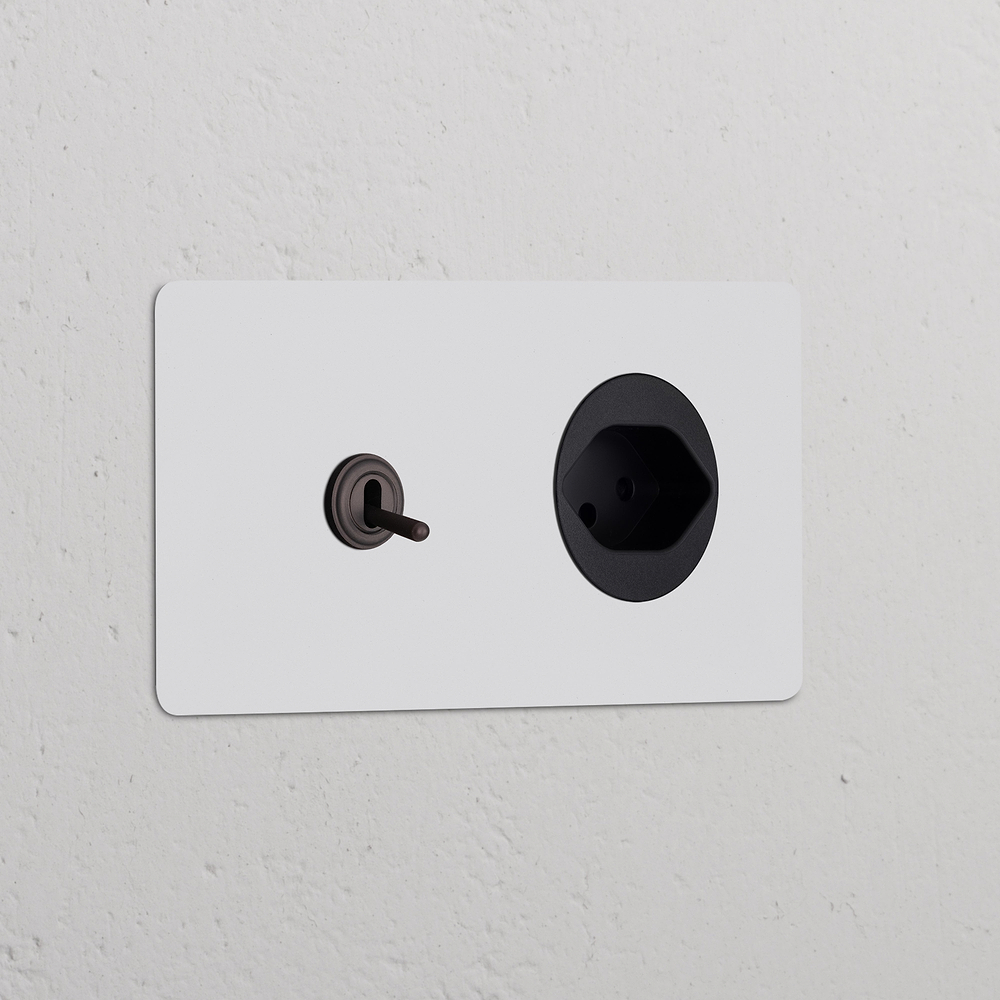 Kew Double Toggle & Swiss Type J Socket - Paintable Bronze | Black