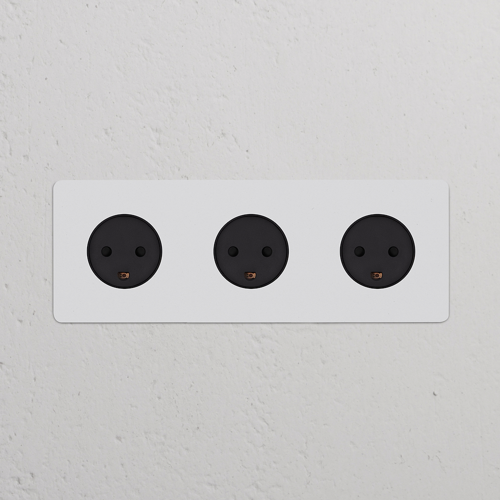 Kew Triple 3x Danish Type K Socket - Paintable | Black
