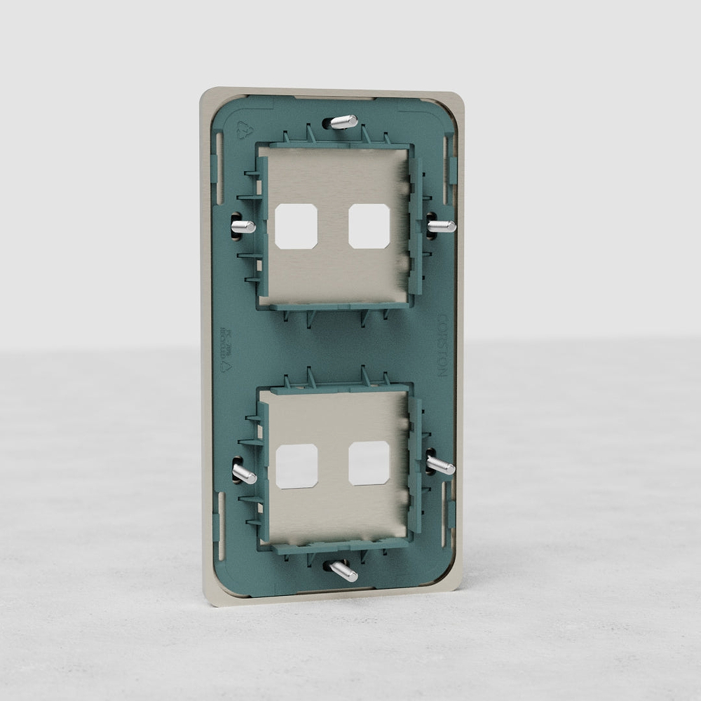 Grove Double 4x Vertical Switch Plate – Satin Nickel