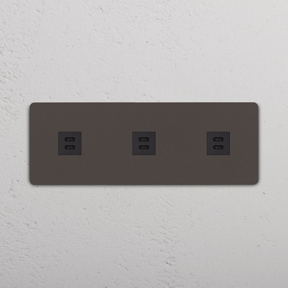 Grove Triple 3x USB-C 30W Socket - Bronze | Black