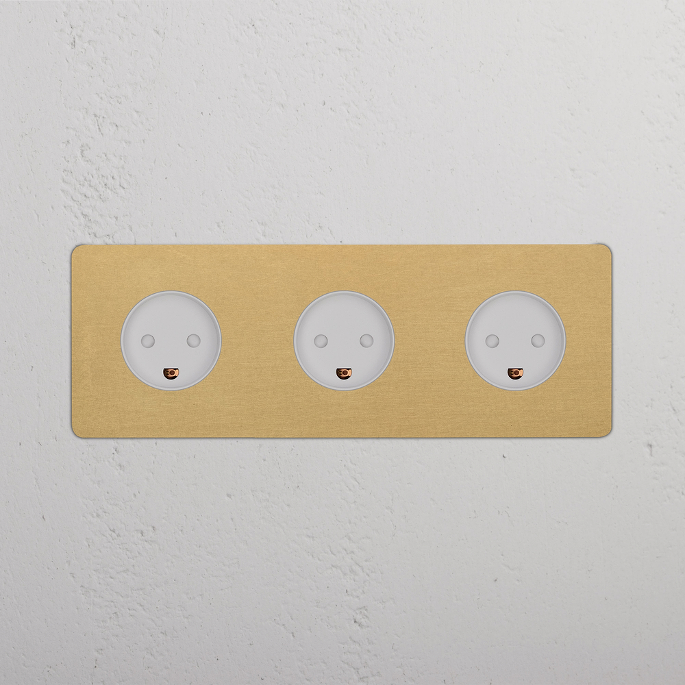 Kew Triple 3x Danish Type K Socket - Antique Brass | White
