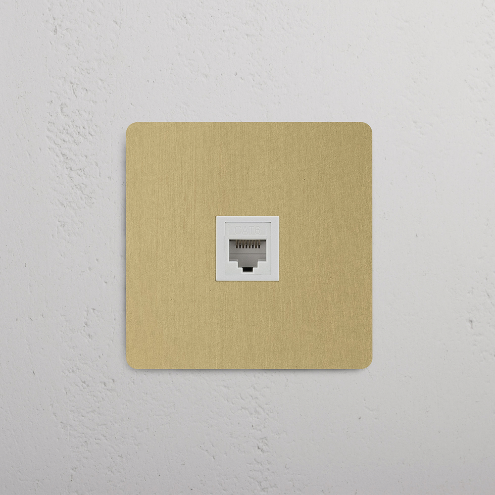 Kew Tomada RJ45 individual - Latão Antigo | Branco