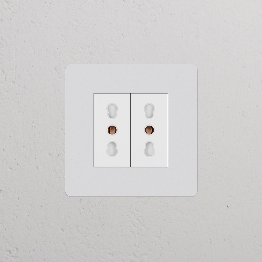 Kew Single 2x Bipasso Socket - Paintable | White