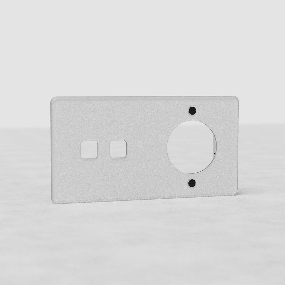 Kew Double 2x Switch & 1x Socket Plate - Clear | Black