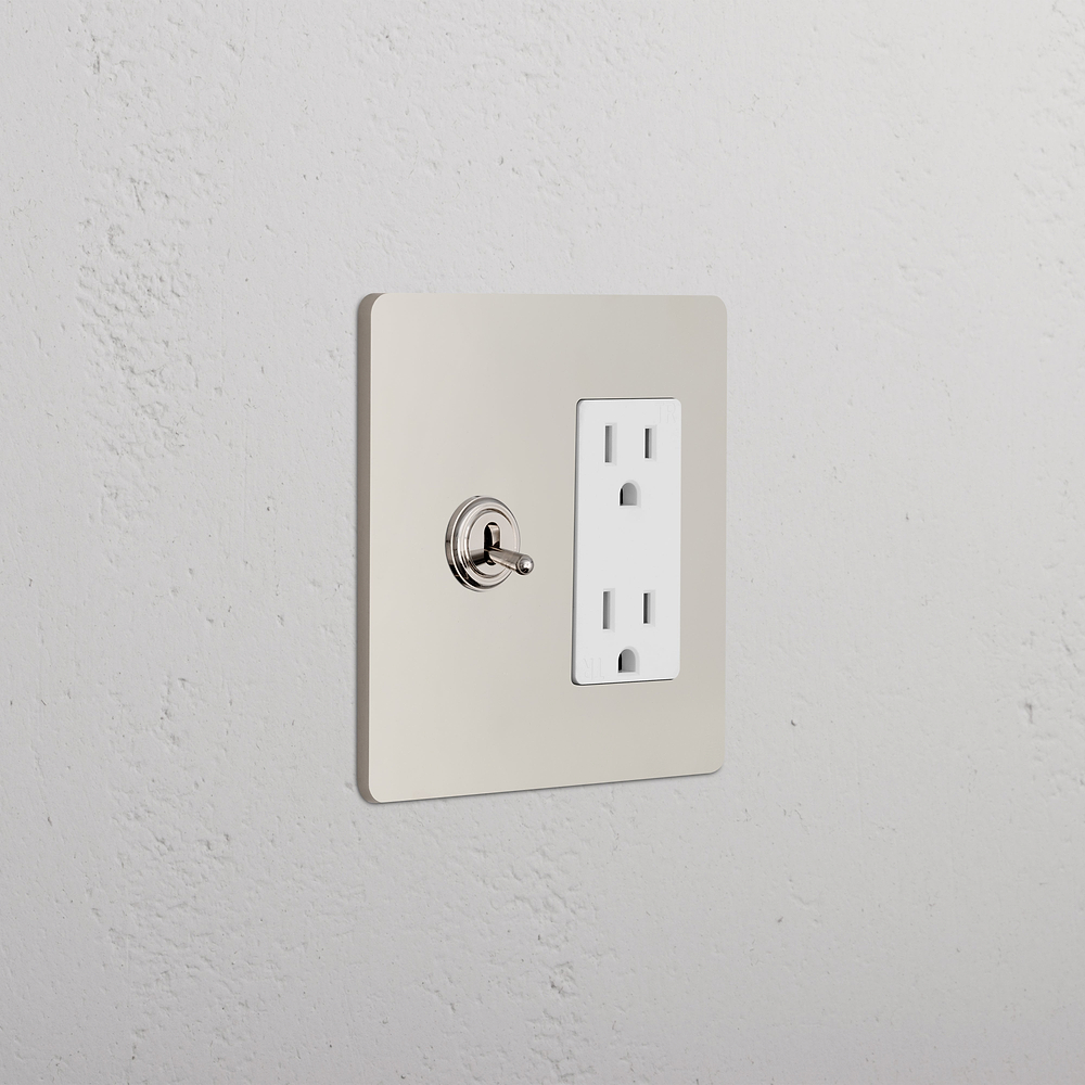Grove 2G Toggle Switch & Outlet - Polished Nickel White