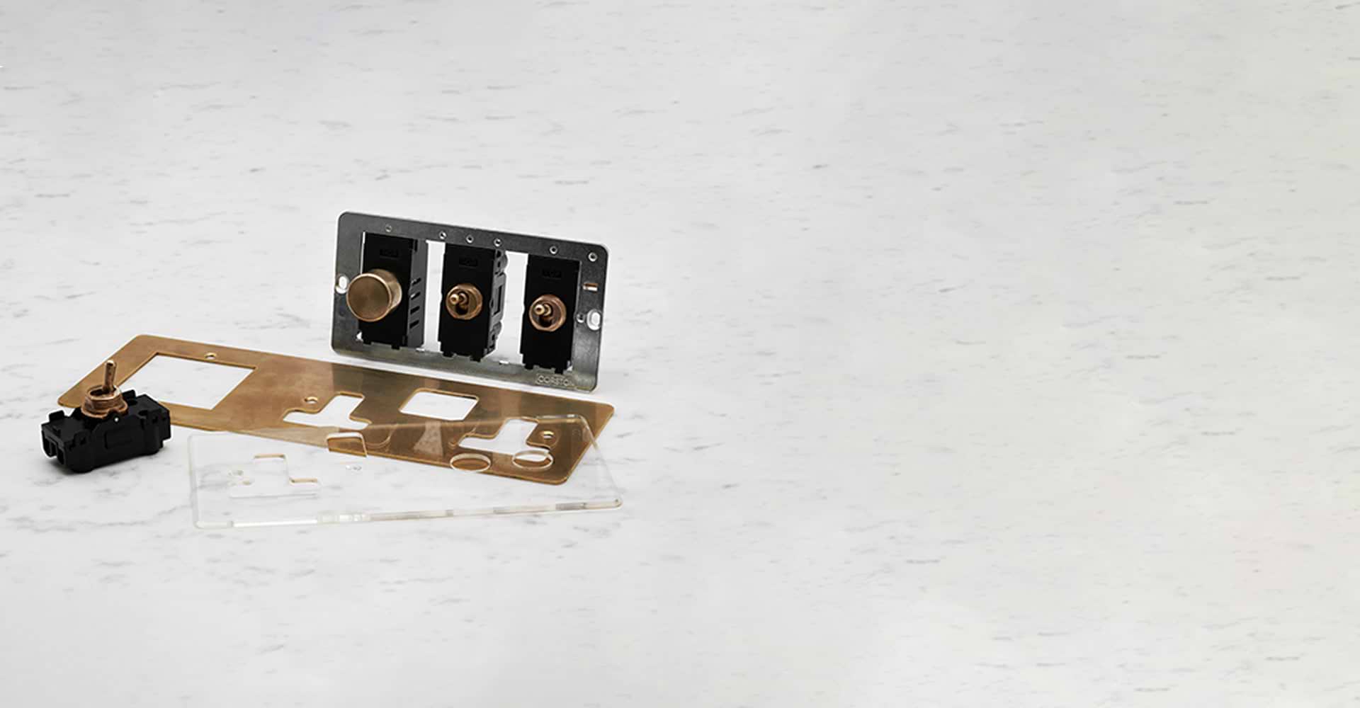 Antique Brass components dimmer and toggle switches