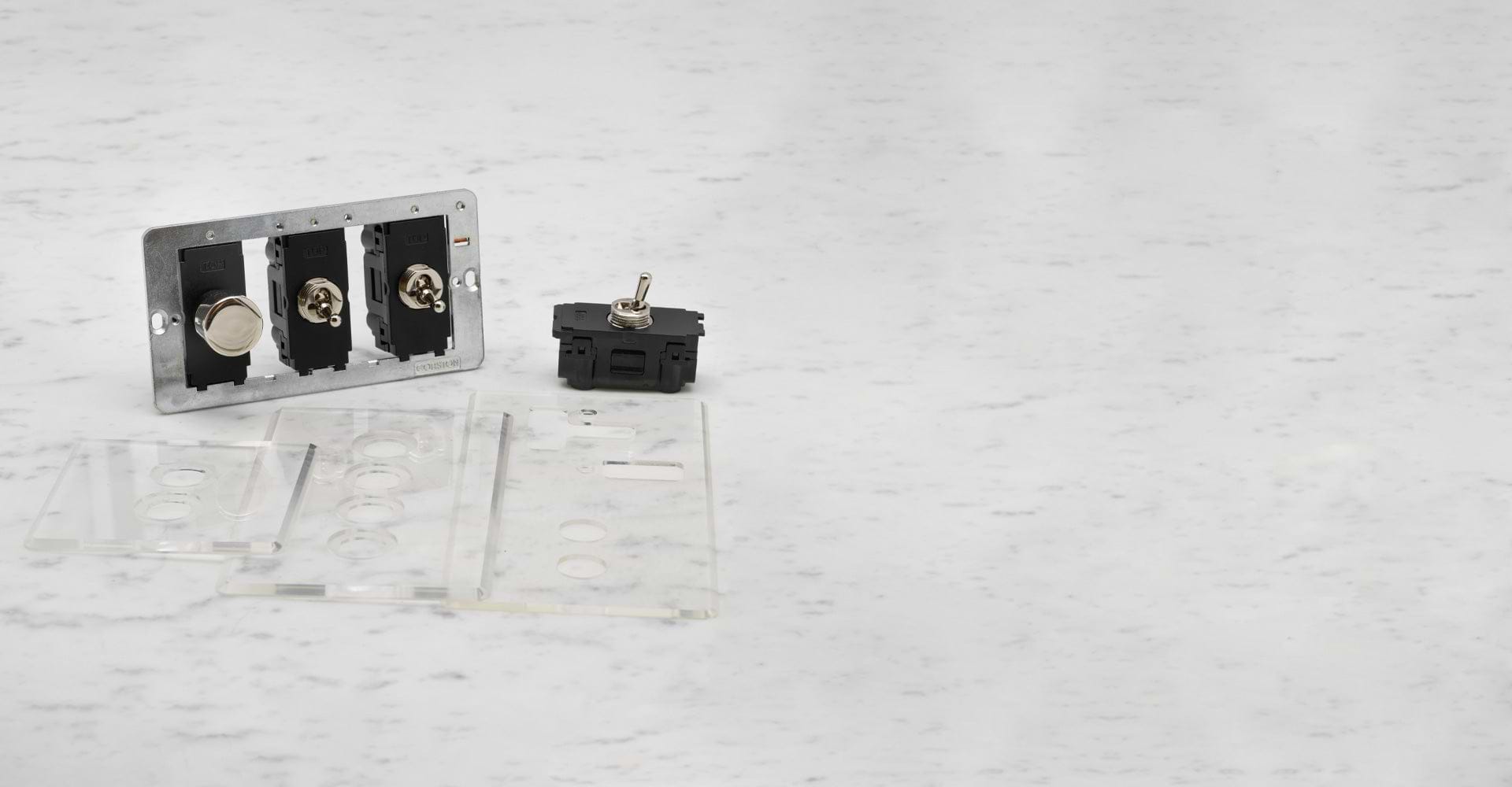 Polished Nickel components dimmer and toggle switches