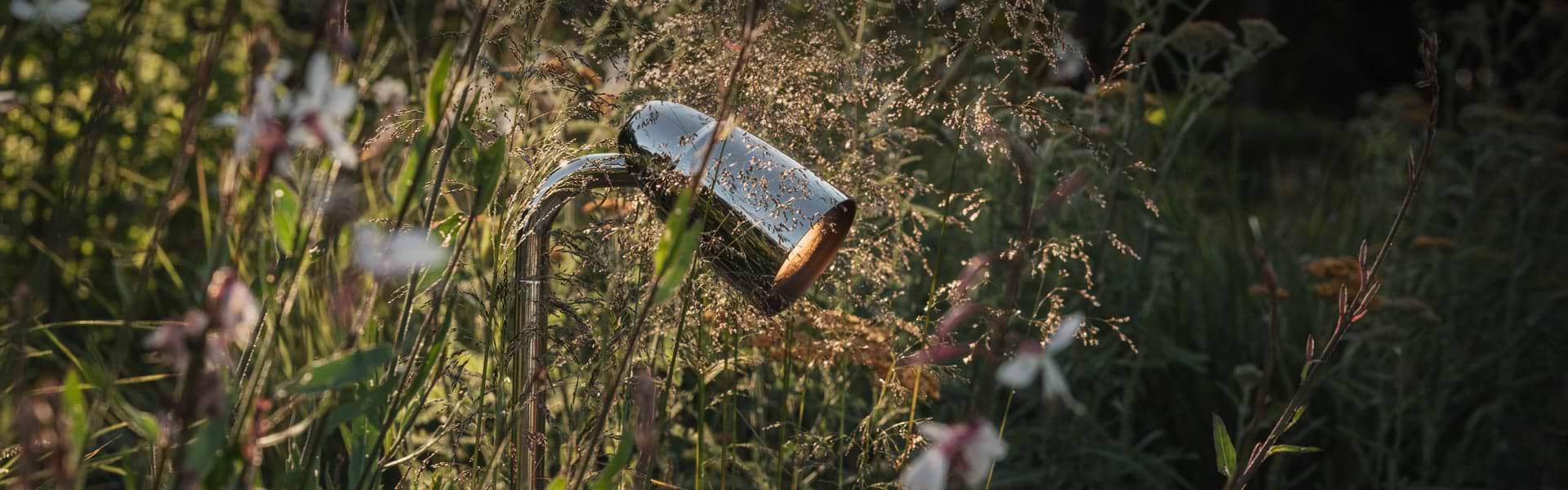 Polished nickel garden lights