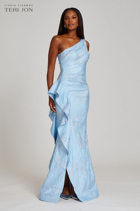 blue ruffle v neck dress Navy Frill Short Sleeve Ric Rac Detail The Proper Pant Relaxed Vacation Style Right side slit Color:Off White/Light Pink