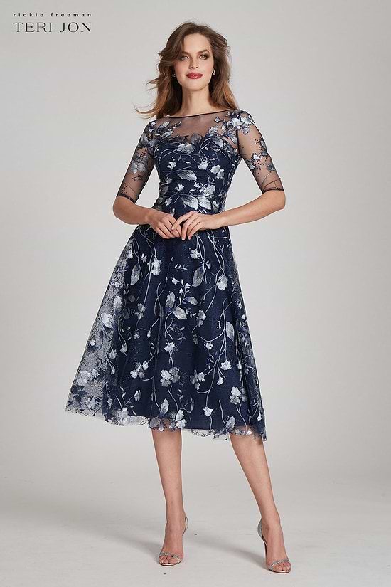 mother of the bride tea length dresses Jovani 39427 A Line Short Lace Dress Custom size is also available 2 Pieces Tea Length Long