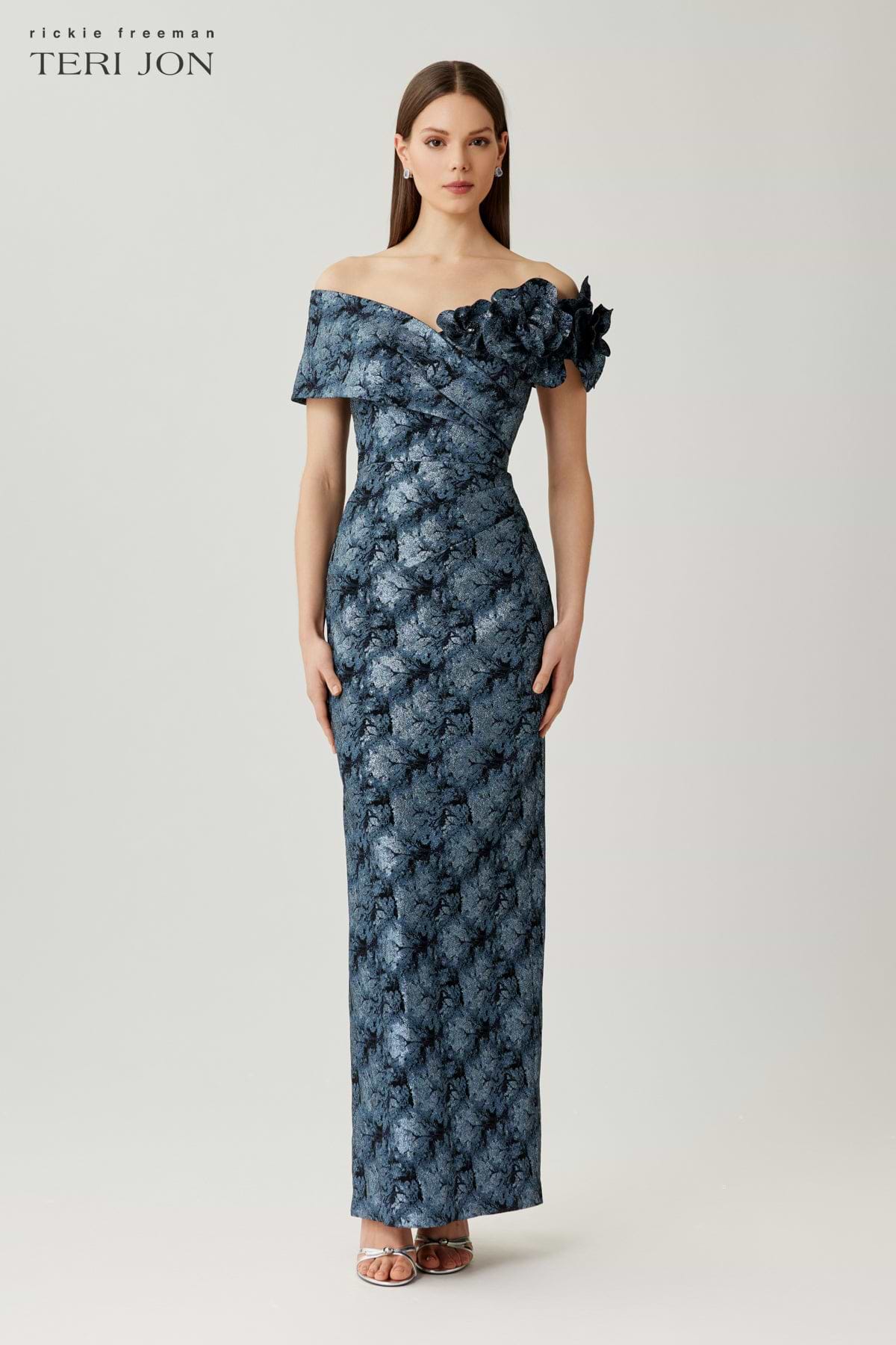 blue floral mob dress Rush | Field Of Dreams Maxi Dress a corset bodice Poppy Chiffon Floral Print Dress
