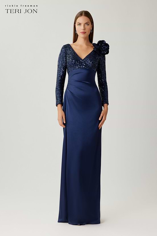 long sleeve mother of the groom dresses Luxury Beaded Prom High Neck Bride Dresses 22084 Green / US14 Mother of the Bride Christina Wu 17179 Sheer Neck