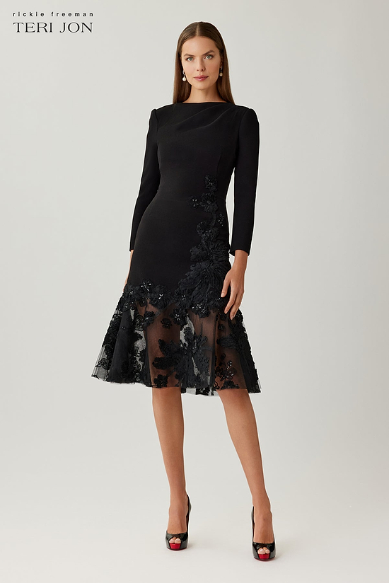 hourglass silhouette dresses The A-Line Mini Dress tone technical twill dress with lining Rounded neckline Optical effect Hourglass Body Type Dresses 