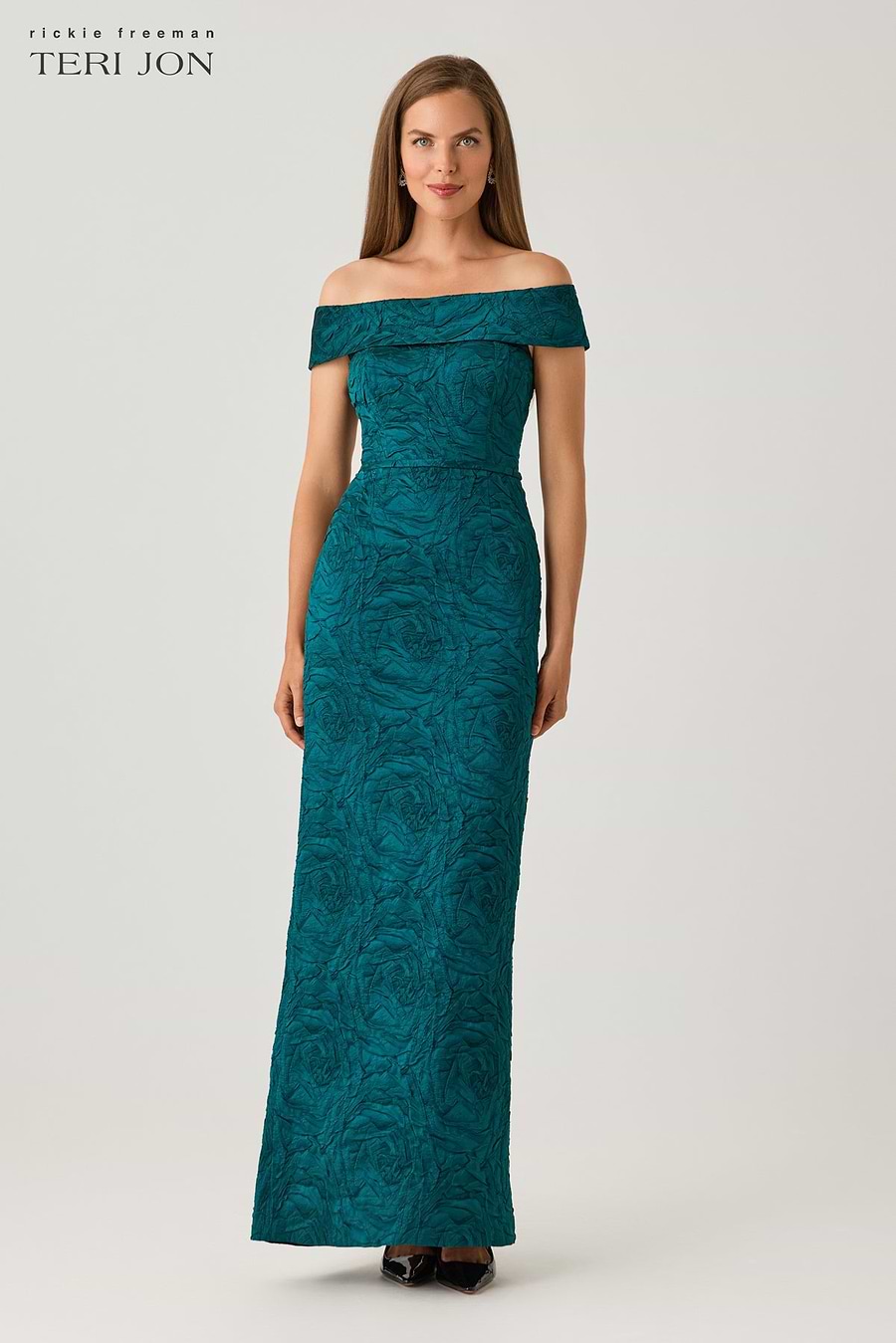 Off The Shoulder Jacquard Gown –