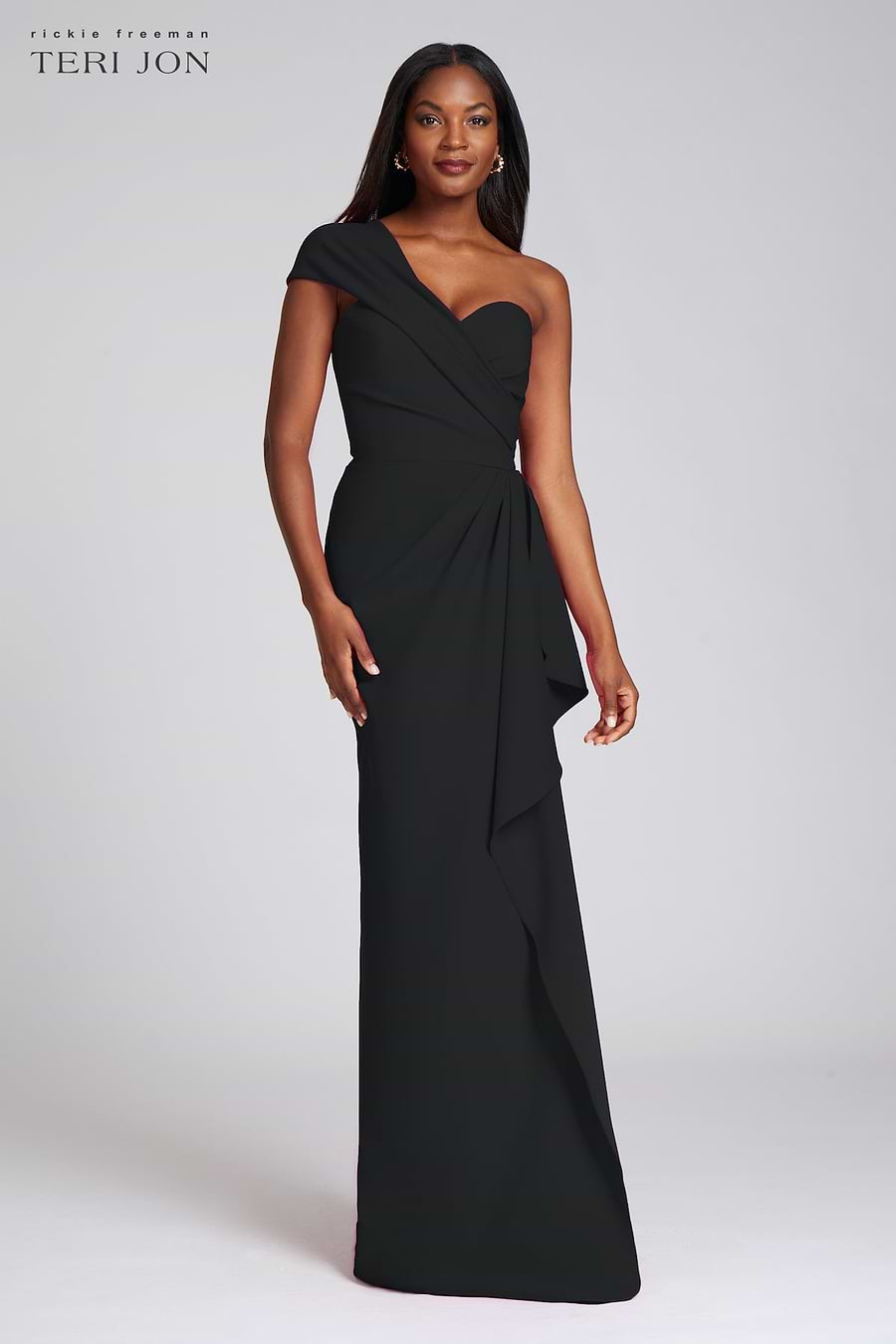 Stretch Crepe Side Drape Gown –