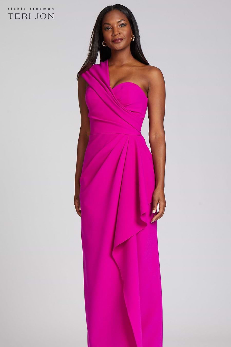 Stretch Crepe Side Drape Gown