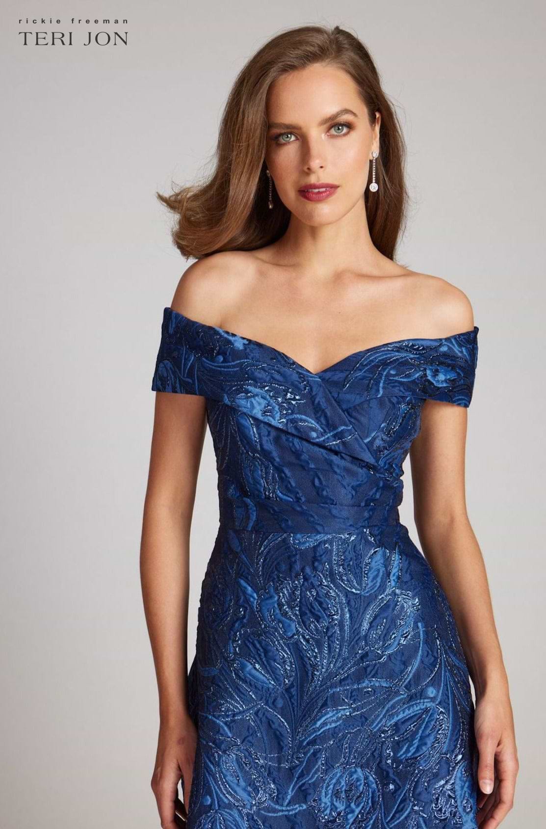 Off The Shoulder Textured Metallic Jacquard Gown –