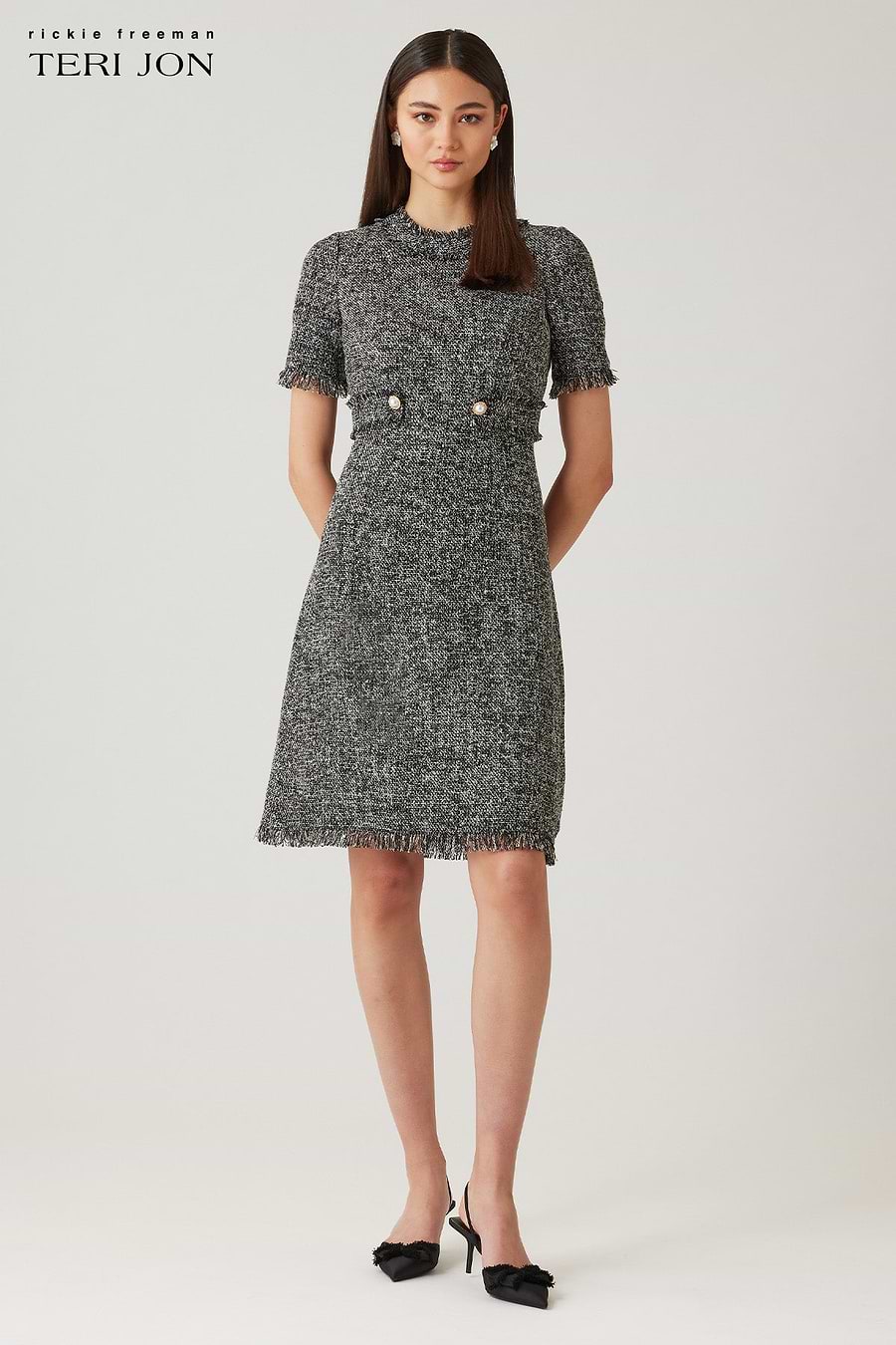 Boucle Tweed Short Sleeve Day Time Dress