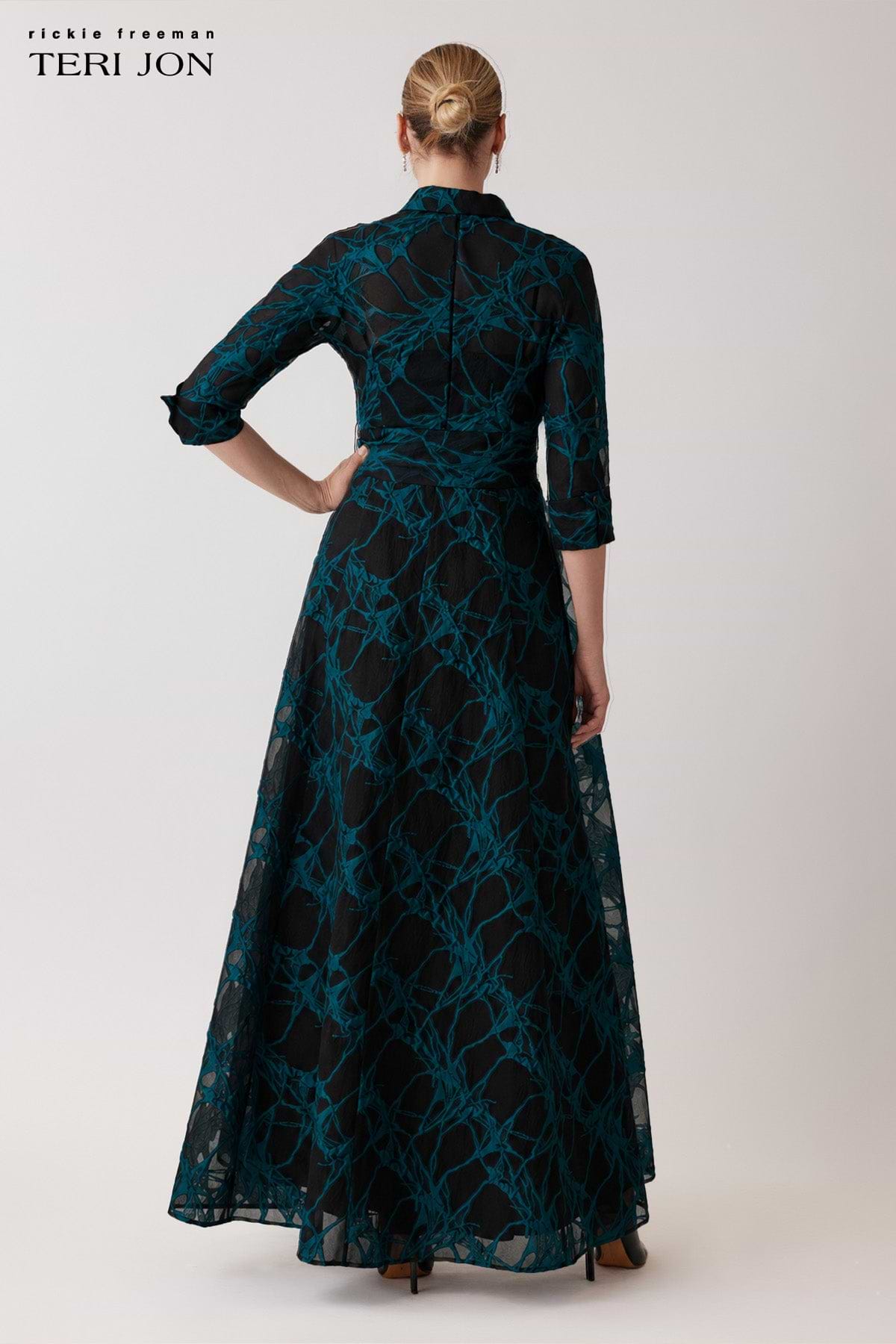 Organza Web Pattern Shirt Dress