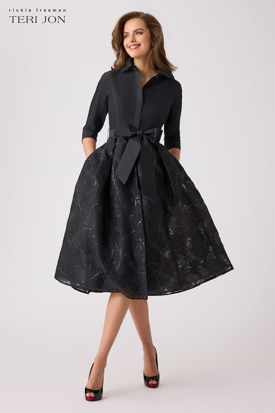 Taffeta And Organza Shirt Waist Dress