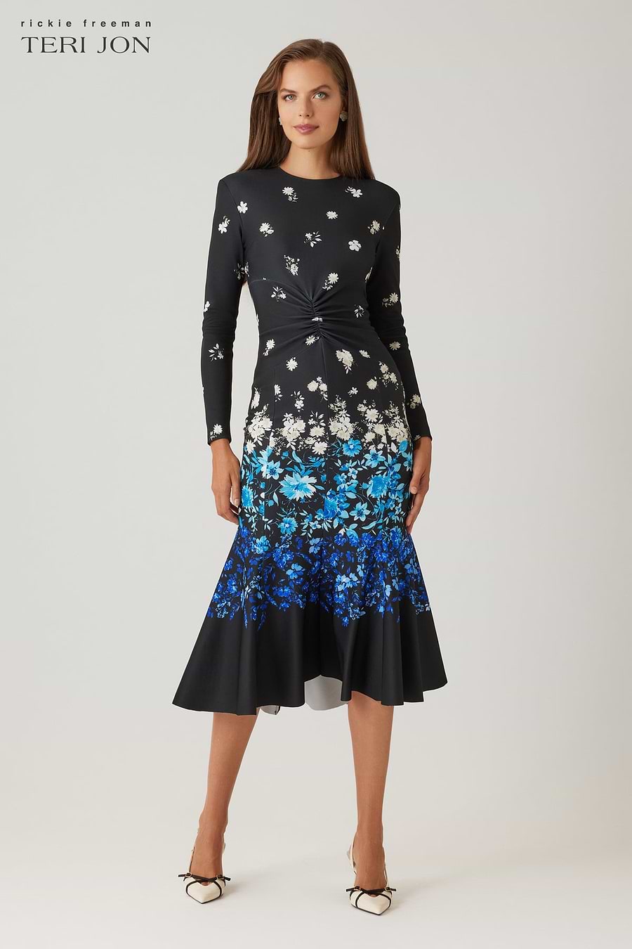 Scuba Floral Ruched Dress