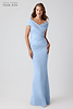Metallic Jacquard Off The Shoulder Pleated Gown