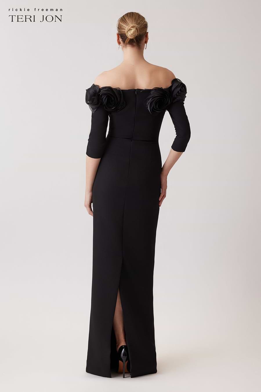 teri jon formal dresses Crepe Bead Trim Bolero And Strapless Gown Size 8 Designed with a classic jewel neckline and cap sleeves Teri Jon One Shoulder Side